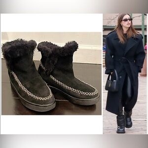 🥾 blondo WOMEN'S BLACK SUEDE pull on WATERPROOF mocassin  BOOTIES SIZE 8.5 M